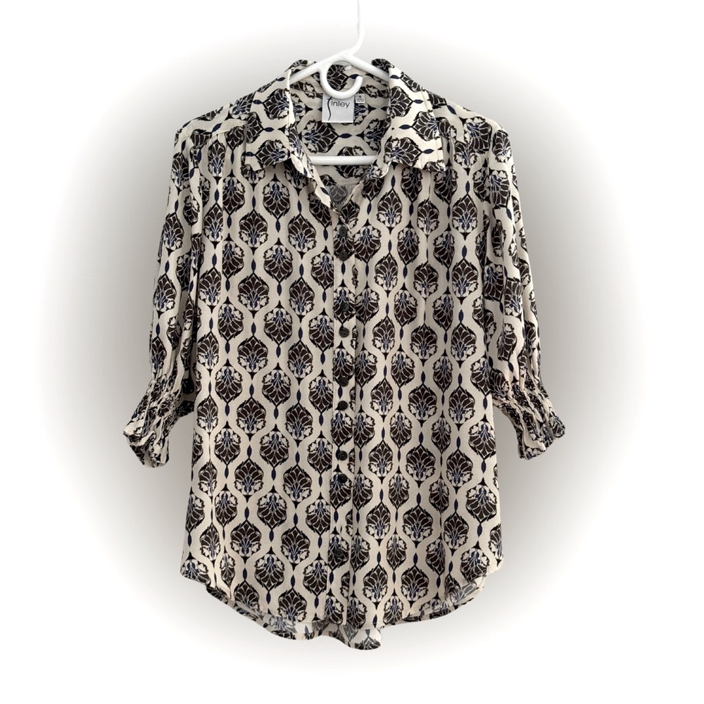Finley Medallion Print Elbow Sleeve Blouse Size Small